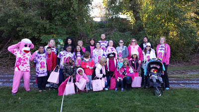 gathering for the breast cancer walk with piwh